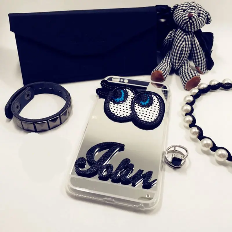 

Cute Big Eye Exclusive Customize Name Personal Glitter mirror case for LG G3 G4 G5 V10