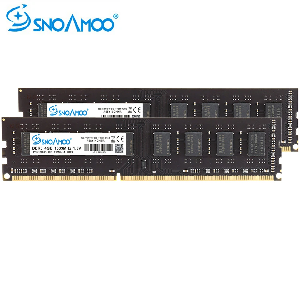 

SNOAMOO Desktop PC Memory DDR3 RAMs 4GB 1333MHz PC3-10600S 240pin 2GB 1600MHz DIMM For Intel Computer New ARM Lifetime Warranty