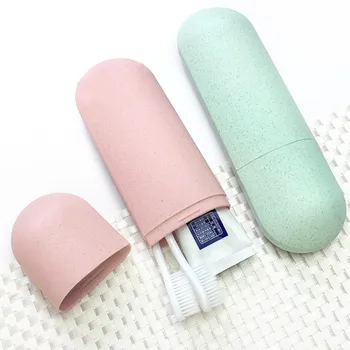 

21 * 6.3 * 3.3cm toothpaste storage box Portable wheat straw bathroom accessories Camping hiking storage box Travel goods