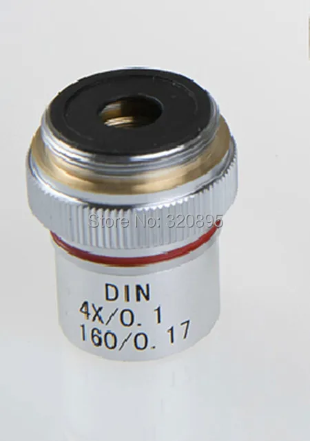 

195 4X Metal Shell Oil Achromatic Objective Lens DIN4X / 0.1 160 / 0.17 Oil for Biological Microscope