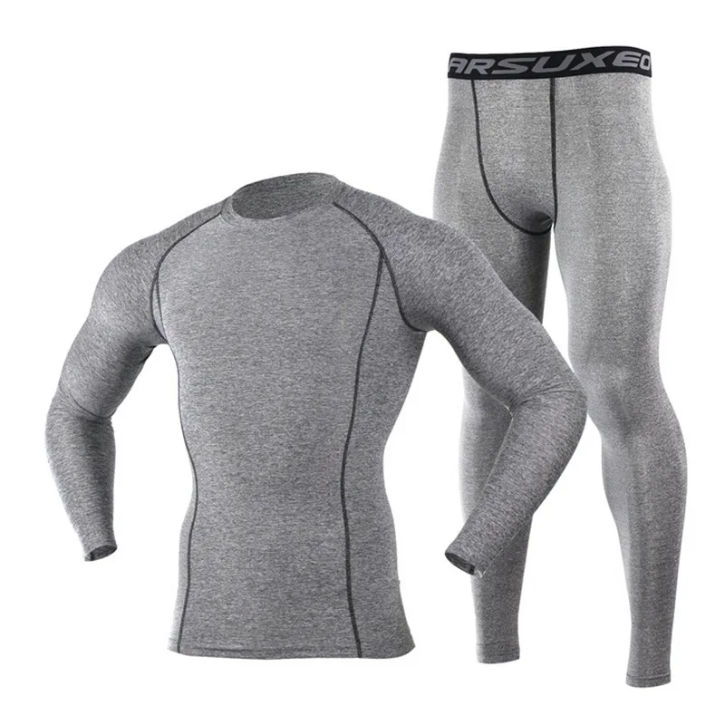 ARSUXEO профессиональный спортивный тренировочный Быстросохнущий набор для бега нижнее белье эластичный фитнес Баскетбол Велоспорт компрессионные рубашки и брюки