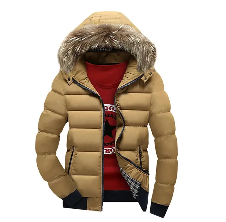 Утолщенное теплое зимнее Мужское пальто с хлопковой подкладкой, модная куртка со съемным капюшоном на молнии, Мужская одежда, новинка, мужские парки, зимняя куртка - Цвет: Khaki