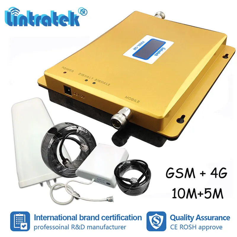

Lintratek 2G 4G Double Band Smart Phone Signal Booster GSM,900 LTE 1800MHz Repeater Amplifier Repetidor 10m+5m Cable Set #ff