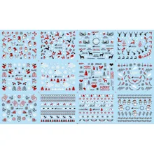 UPRETTEGO 12 adet/grup KENDINDEN YAPıŞKANLı 3D TıRNAK DÖVMELER STICKER KıRMıZı SIYAH NOEL NOEL papyon MELEK KALP DANTEL SQ49-60