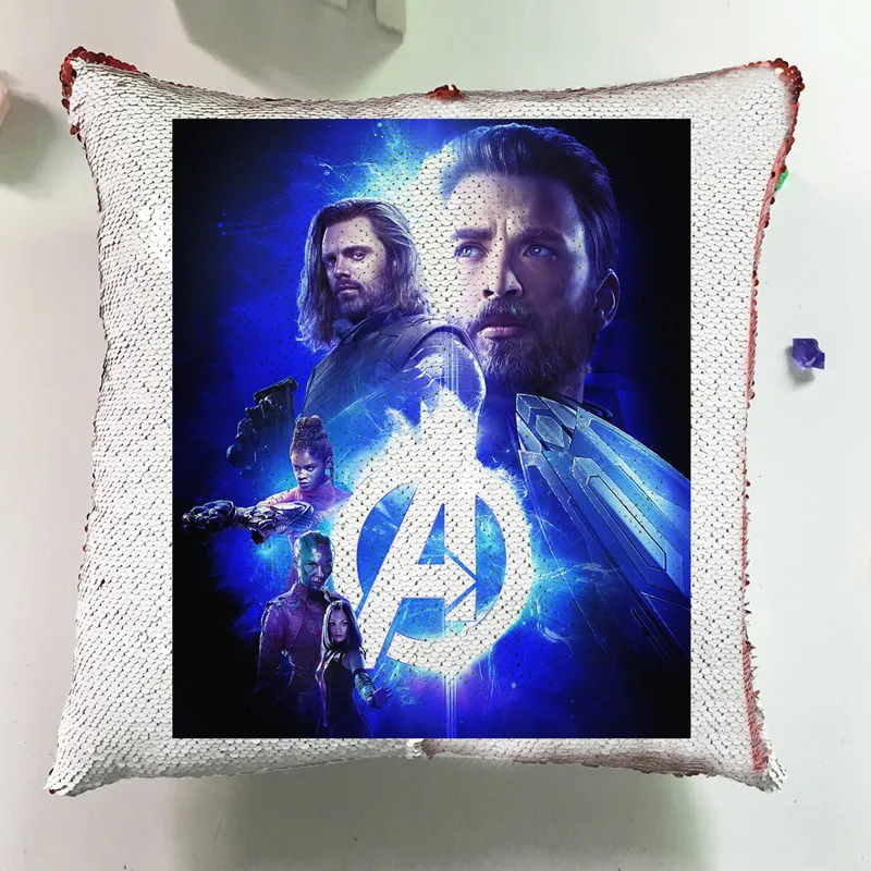 as picture Современные подушки Home Decor супергероя подушку Цвет блеск Реверсивный блесток белый наволочка капитан Марвел наволочки J016 - Цвет: as picture