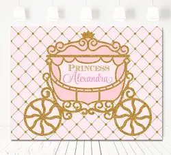 Пользовательские Карета Принцессы розовый и золотой на день рождения фото фон Высокое качество компьютер печати вечерние фотографии фонов