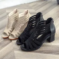 PADEGAO/женские босоножки на высоком каблуке; сезон весна-лето; модная обувь в римском стиле с открытым носком; zapatos de fiestas mujer tipo; #25