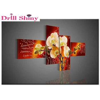 

2017 the latest explosion of Magnolia Magnolia orchid DIY diamond multi side diamond drill smear 3D Diamond Cross Stitch Embroid