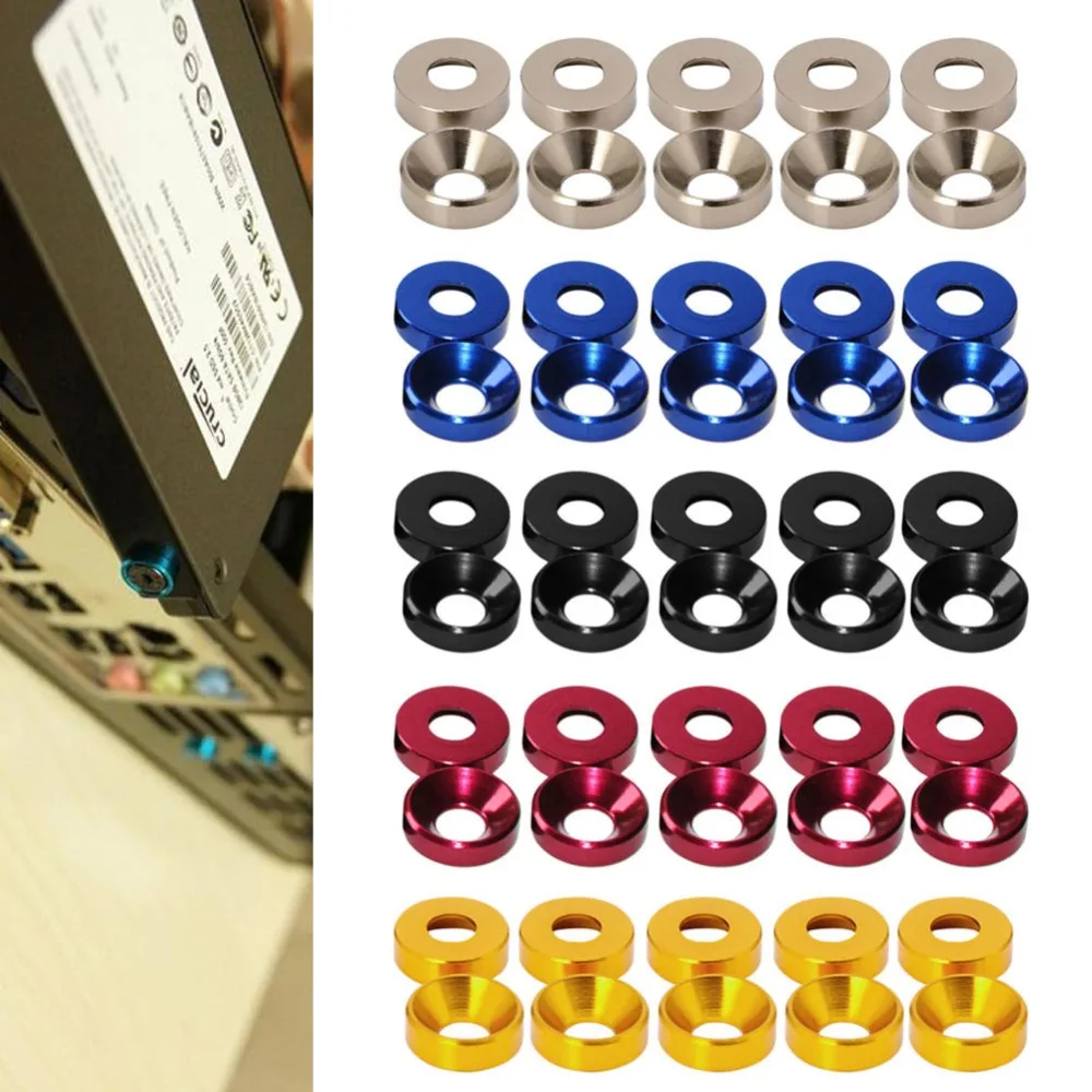 

10 pcs New Aluminum Alloy M3 Anodized Countersunk Head Bolt Washers Gasket
