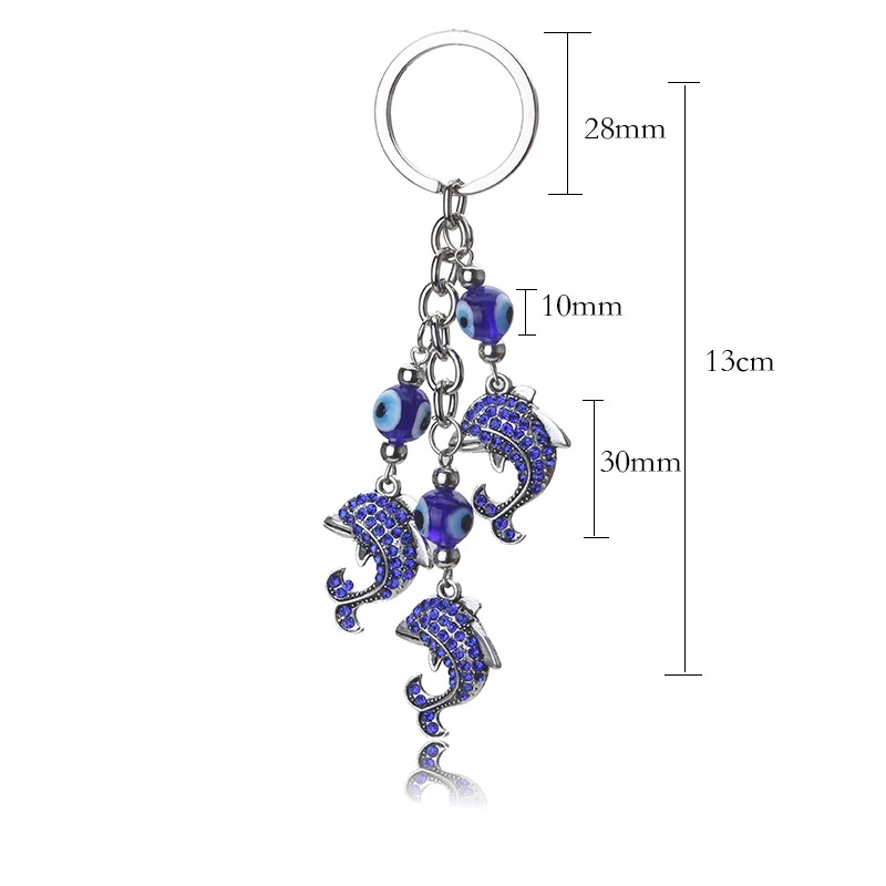 Глаз злой модный сглаза брелок с дельфином модный металлический синий сглаза брелок с дельфином кулон для женщин и мужчин
