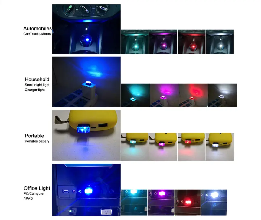 AZGIANT 1 шт. мини-размер автомобиля USB внутреннее светодиодное декоративное освещение легкое в использовании светодиодный свет в атмосферу Забавный и красочный аварийный свет