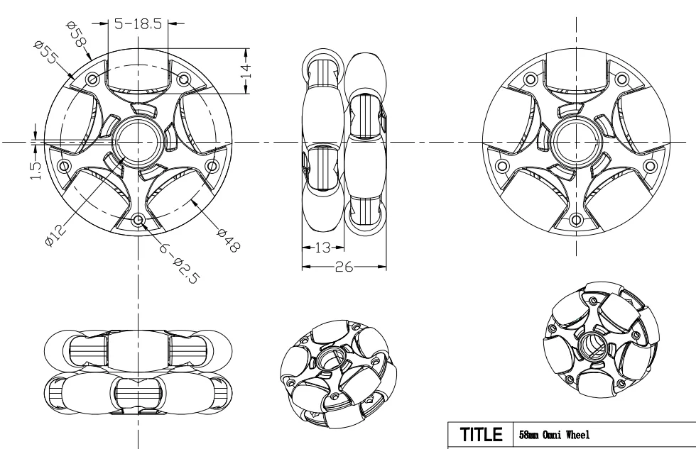 58 мм всенаправленный колеса (Omni колеса) 1413558 миллиметра Пластик Универсальный колеса Робота Интимные аксессуары