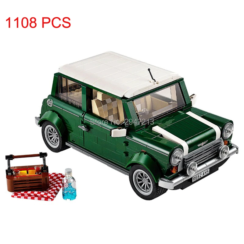 

compatible LegoINGlys technic Creative series Retro mini cooper car Building Blocks model Picnic brick toys for children gift