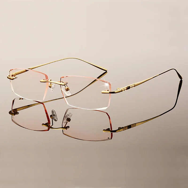 

New Rimless Diamond Cutted Glasses Frame for Men and Women Eyeglasses