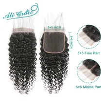 ALI GRACE волосы бразильские глубокая волна 5*5 закрытие средняя часть кружева Closure100% Remy человеческих волос натуральный цвет