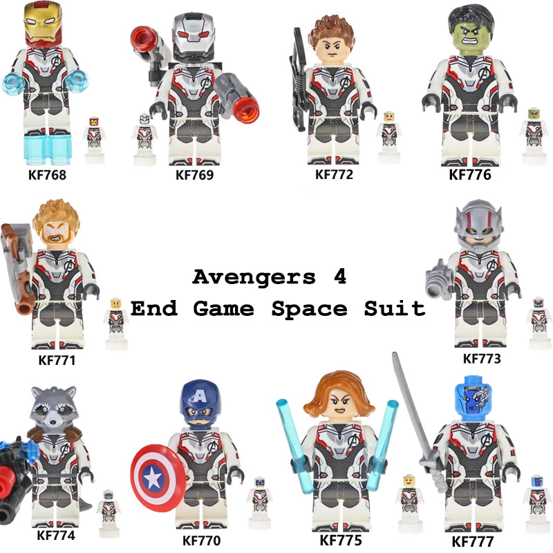 

10PCS/LOT Legoings Avengers 4 Endgame Building Blocks Thor Raccoon War Machine Black Widow Nebula Ant Man Brick Minifigured Toys
