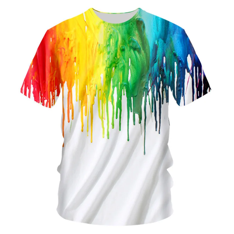 Creative rainbow t shirts Men Women Novelty 3D Colorful paint Print T-Shirts Unisex Oversize 7XL Summer Short Sleeve Tops Tees (1)