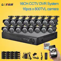 LOFAM 800TVL CCTV 16 stks bullet outdoor Waterdichte IR Camera 16ch h.264 DVR Kit 16 kanaals beveiliging video surveillance dvr systeem