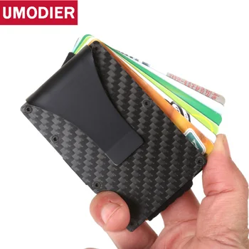 

UMODIER Men Women Credit Card Holder Anti RIFD Pocket Wallet Portable ID Cardholder Clip Travel Carbon Fible Metal Case