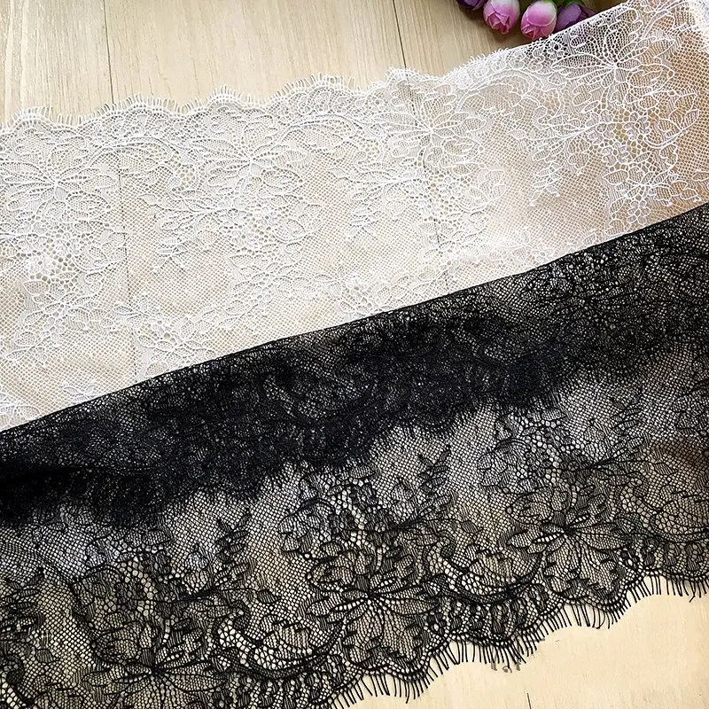 

6M/Lot 26cm Width Tulle Eyelash Lace DIY Embroidery Excipient for Wedding Table Cloth Decoration TX937