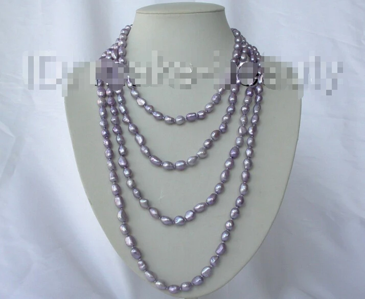 

Free shipping >>>>>>long 100" 11mm baroque lavender freshwater cultured pearl necklace h315