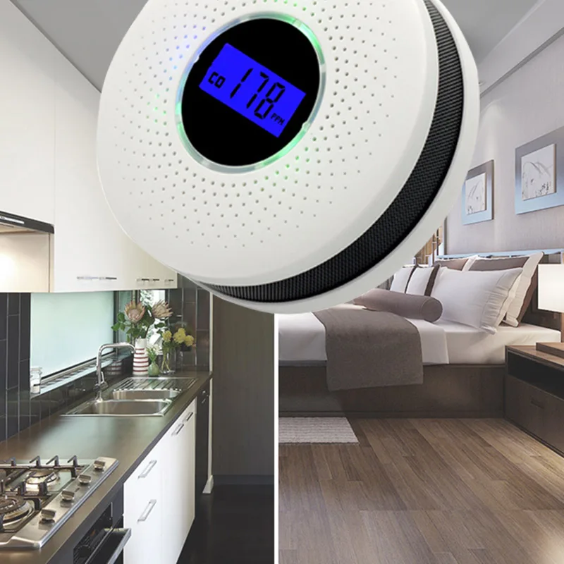 

Carbon Monoxide Detector LCD Digital Display Battery Operated Smoke Sensor CO Alarm LCC77