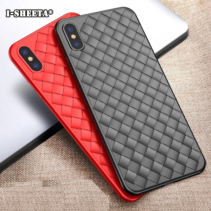 Для iPhone X XS MAX XR 11 Pro Max противоударный Ультратонкий Мягкий ТПУ тканый кожаный чехол