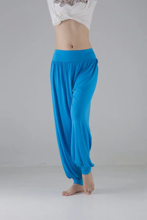 Новые летние женские повседневные с высокой талией бандажные шаровары свободные длинные штаны брюки спортивная одежда - Цвет: Небесно-голубой