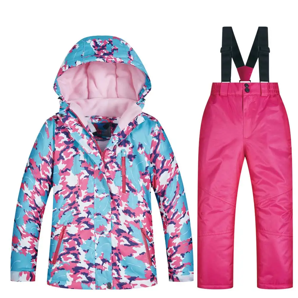 MUTUSNOW/; лыжный костюм для девочек; водонепроницаемый ветрозащитный лыжный сноуборд; теплая детская одежда с капюшоном; комплект одежды для маленьких детей - Цвет: MHMCRT RED
