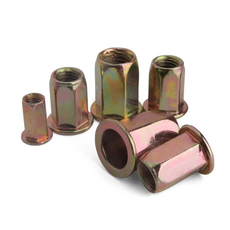 

rivnut rivet nut M4 M5 M6 M8 M10 M12 hex insert nut nutsert large flange steel hexsert sheet flat head blind threaded riveter
