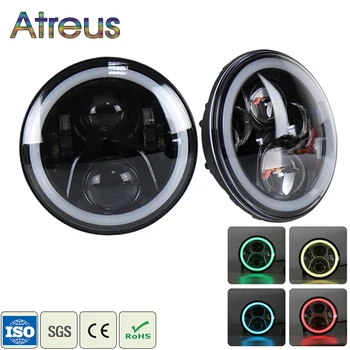 

Atreus 1Pair 7" 80W car headlights For Jeep Wrangler 1997-2016 Accessories Hi/Lo LED RGB Angel Eyes DRL Head Lights APP Control