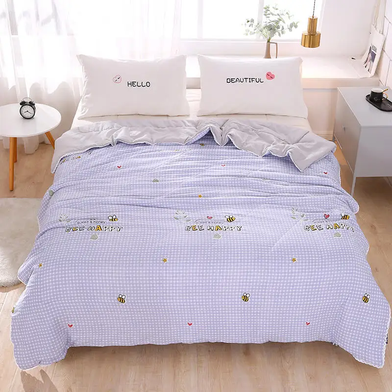 Leaf Pattern Soft Skin-friendly Summer Duvet Washed Cotton Thin Quilt Children Adults Duvet Pillowcase Wholesale(200x230cm