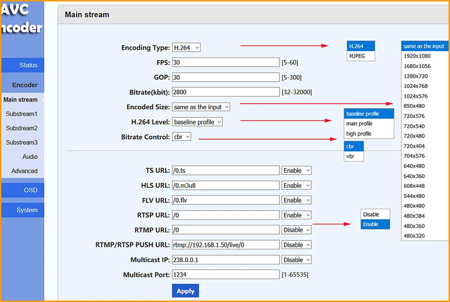 H.264 1080 P HD VGA + аудио в IP видео поток кодер IPTV кодер для стриминга H 264 с HTTP RTSP RTMP UDP ONVIF RTMPS HLS