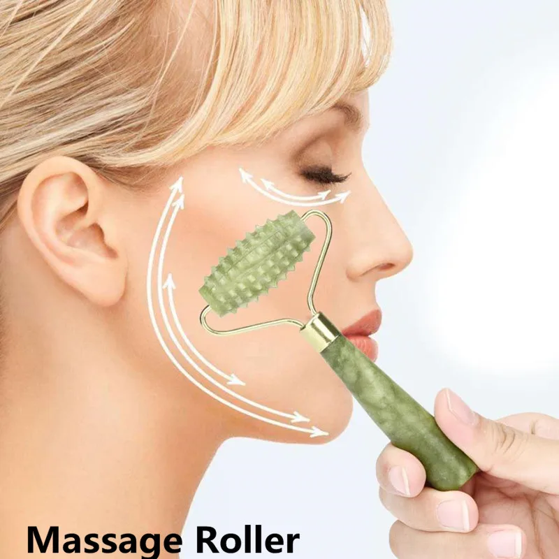 1Piece Single Head Anti Aging Green Quartz Facial Massage Roller Jade Face Slimming Body Head Relaxation Natural A Device