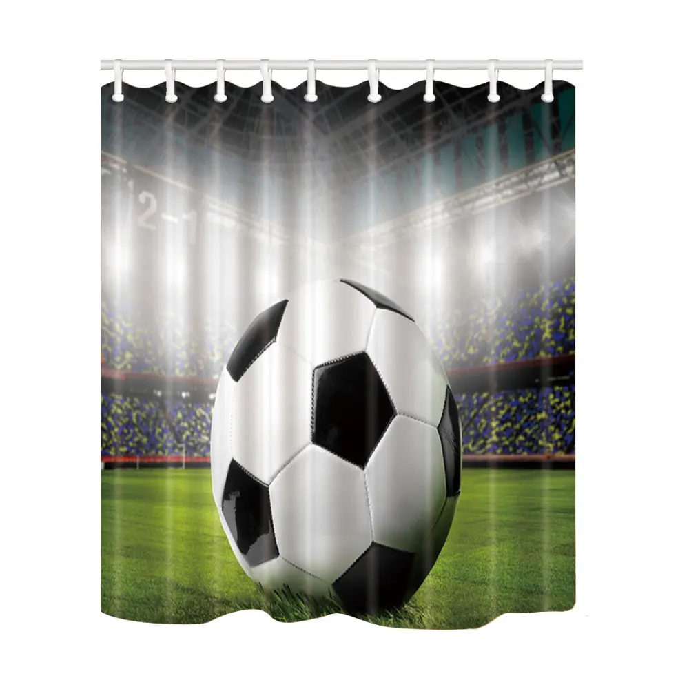 Креативные дизайнерские занавески для душа футбол Ванна экран Домашний декор полиэстер ткань водонепроницаемый и устойчивый к плесени с пластиковыми крючками