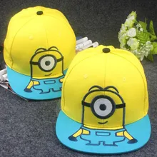 2016 New Children Cartoon Steal Dad film Yellow Man Minions Snapback Caps Flat along the Hip-Hop Hat