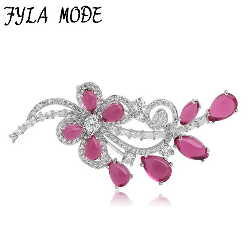 

Fyla Mode AAA Cubic Zirconia Butterfly Brooch Bouquet Women Wedding Crystal Brooch Pins White Gold-Color Bridal Jewelry LDG009