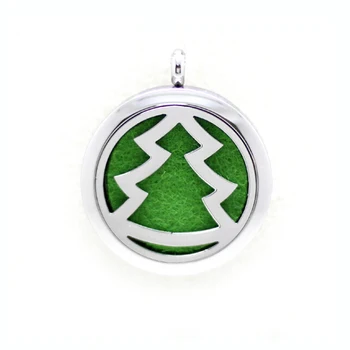 

10pcs/lot 30mm Stainless Steel Christmas Tree Essential Oil Diffuser Perfume Locket Pendant