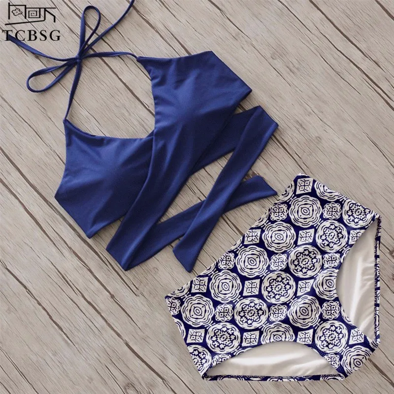 NAKIAEOI-2016-Sexy-Cross-Bikinis-Women-Swimwear-High-Wasit-Swimsuit-Push-Up-Bikini-Set-Halter-Top