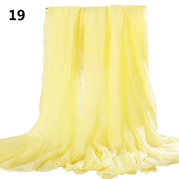 Летний Одноцветный шелковый шарф, женские шифоновые шарфы, Солнцезащитный Женский шарф Foulards Femme, женский роскошный брендовый шарф - Цвет: 19