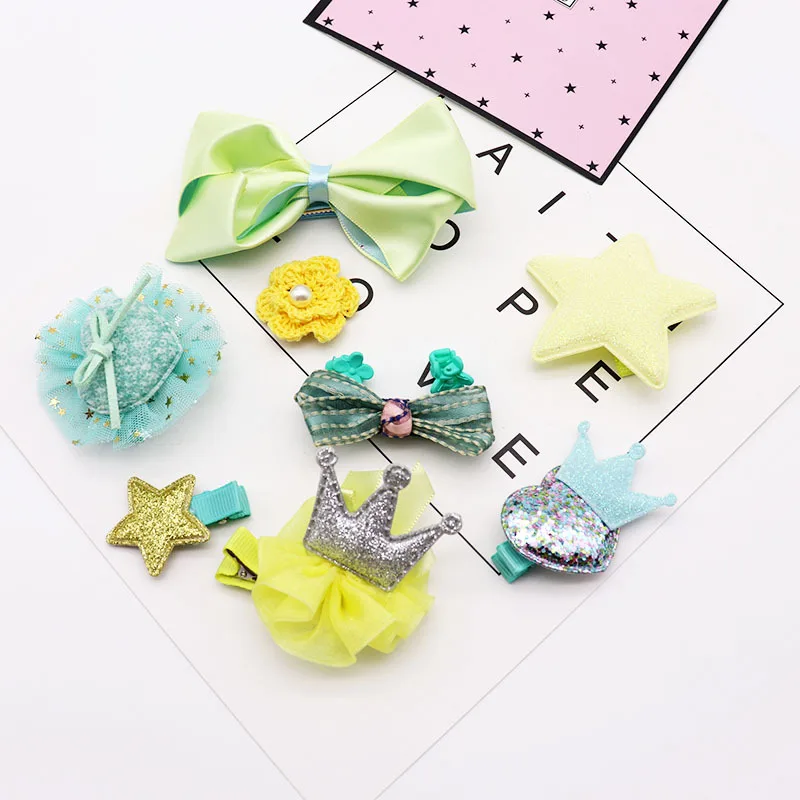 10Pcs/Set New Girls Hair Accessories Cute Gift Box Flower Hair Clip Hair Bows Bunny Hairclip Star Barrette Pearl Heart Headdress