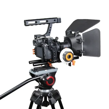 

YELANGU A7 Cage Set Top Handle Grip Include Video Camera Cage Stabilizer &Follow Focus&Matte Box for Camera GH4/A7S/A7/A7R/A7RII