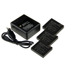 

Hot 3pcs 3.7V 1010 mAh Rechargeable Battery + Dual Battery Charger For Xiaomi Yi Action Camera Accessories