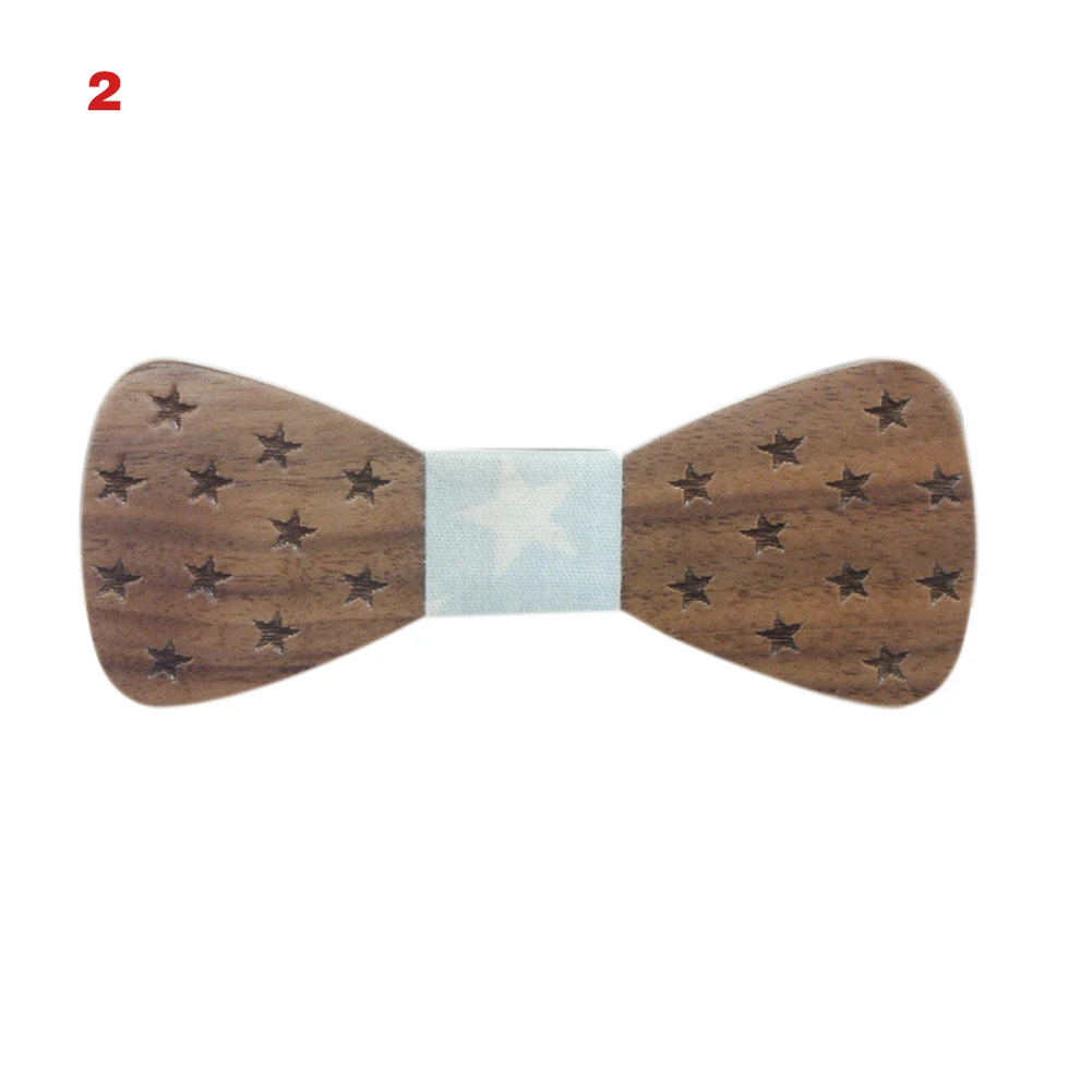 Children Kids Wood Bow Tie Carving Stars Butterfly Wooden Bowtie Wedding Party Accessories NGD88 - Цвет: 2