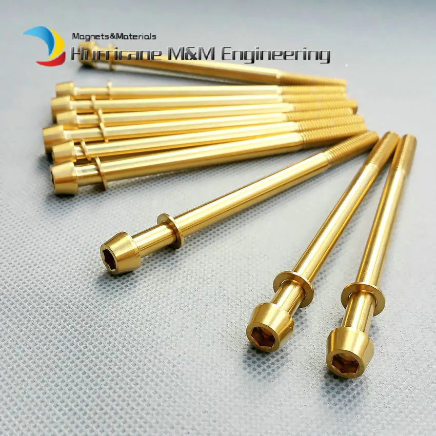

120pcs Ti Bolt M6x95mm Titanium Bolt For Brake Calipers STOPTECH Gold Color Cone Head Hexagon Socket Ti Screws Ti Fasteners