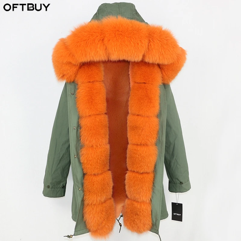 Женская парка с воротником из лисьего меха OFTBUY длинная толстая теплая