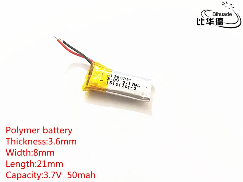 10 шт. 3,7 в 50 мАч 360821 литий-полимерная LiPo аккумуляторная батарея литий-ионный Литий-полимерный аккумулятор для DIY Mp3 bluetooth рекордер Наушники