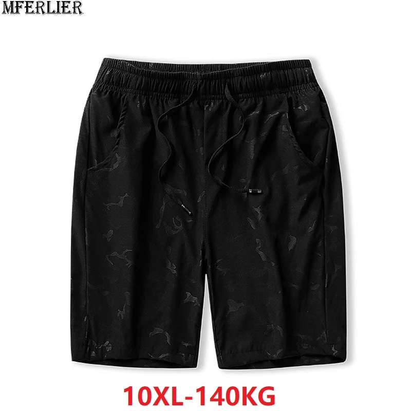 Мужские повседневные шорты большого размера плюс, спортивные камуфляжные летние свободные шорты большого размера, эластичные мужские шорты 8XL 9XL 10XL, черные шорты 50