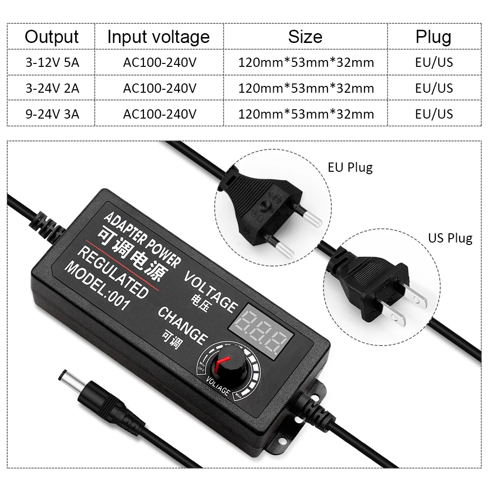 Регулируемый Мощность адаптер AC/DC 3 V-12 V 3 V-24 V 9 V-24 V с универсальным поставить Экран дисплея Мощность вольт переключатель Зарядное устройство адаптер