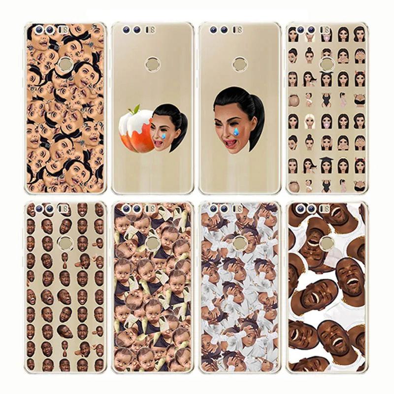 

Kimoji Kim Kardashian Soft Silicone Phone Cover Cases Funny Face Kanye Capa Back for Huawei Honor 9 10 lite Mate 10 20 lite pro